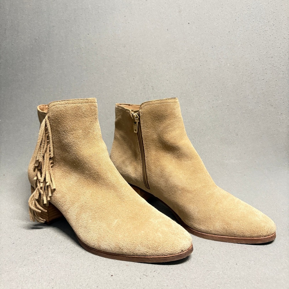 Banana Republic‎ Suede Tassel Ankle Boots 9.5M Beige Brown w/Peeling